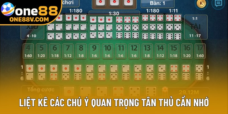 Liệt kê các chú ý quan trọng tân thủ cần nhớ